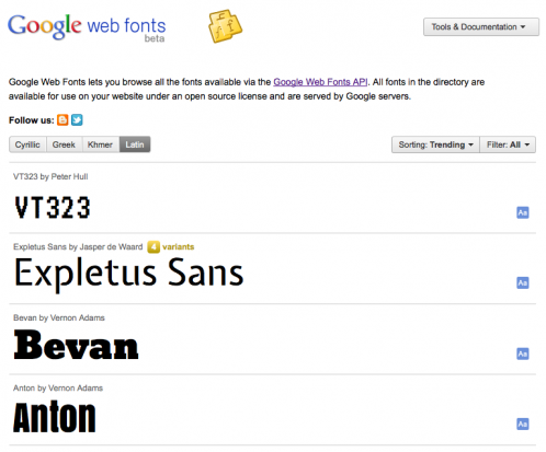 Google Web Fonts Google Web Fonts